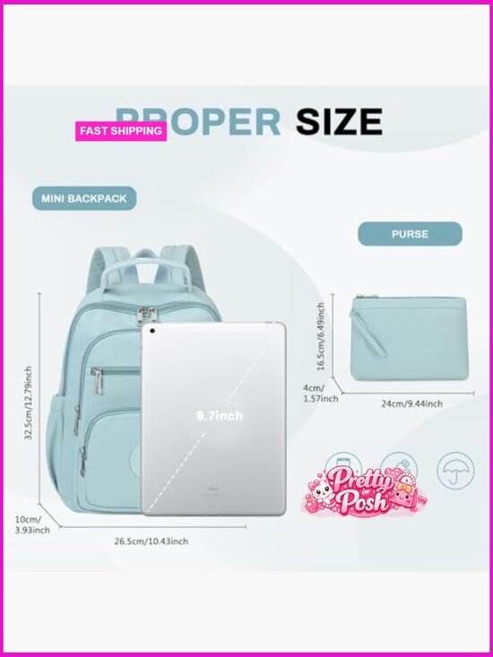 Lightweight Mini Backpack Purse with Luggage Strap, Nylon, Daypack main image 6